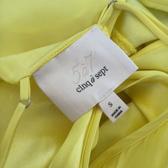 CINQ A SEPT Janet Ruffle Hem Silk Tank Yellow S - Picture 6 of 8